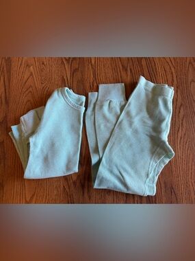 Light Mint Thermal Lounge Set - Cozy Ribbed Top & Bottom